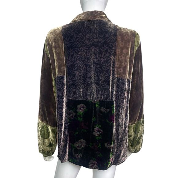 Citron Santa Monica Women's S Multicolor Silk Velvet Artsy Floral Tunic Top EUC - Picture 2 of 3